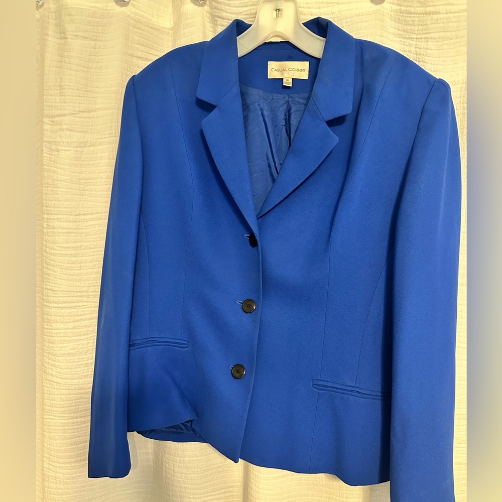 Casual Corner Women's Royal Blue Blazer and midi dress suit